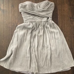 J. Crew Chiffon Strapless Grey Dress